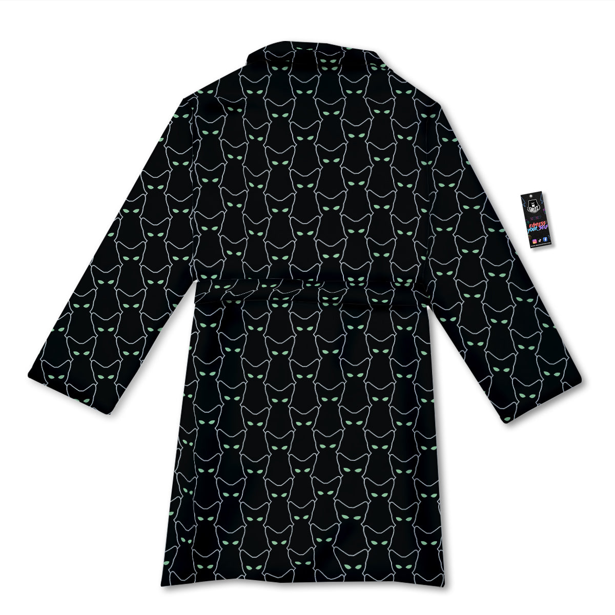 Black Cat Alien Print Pattern Bathrobe-grizzshop