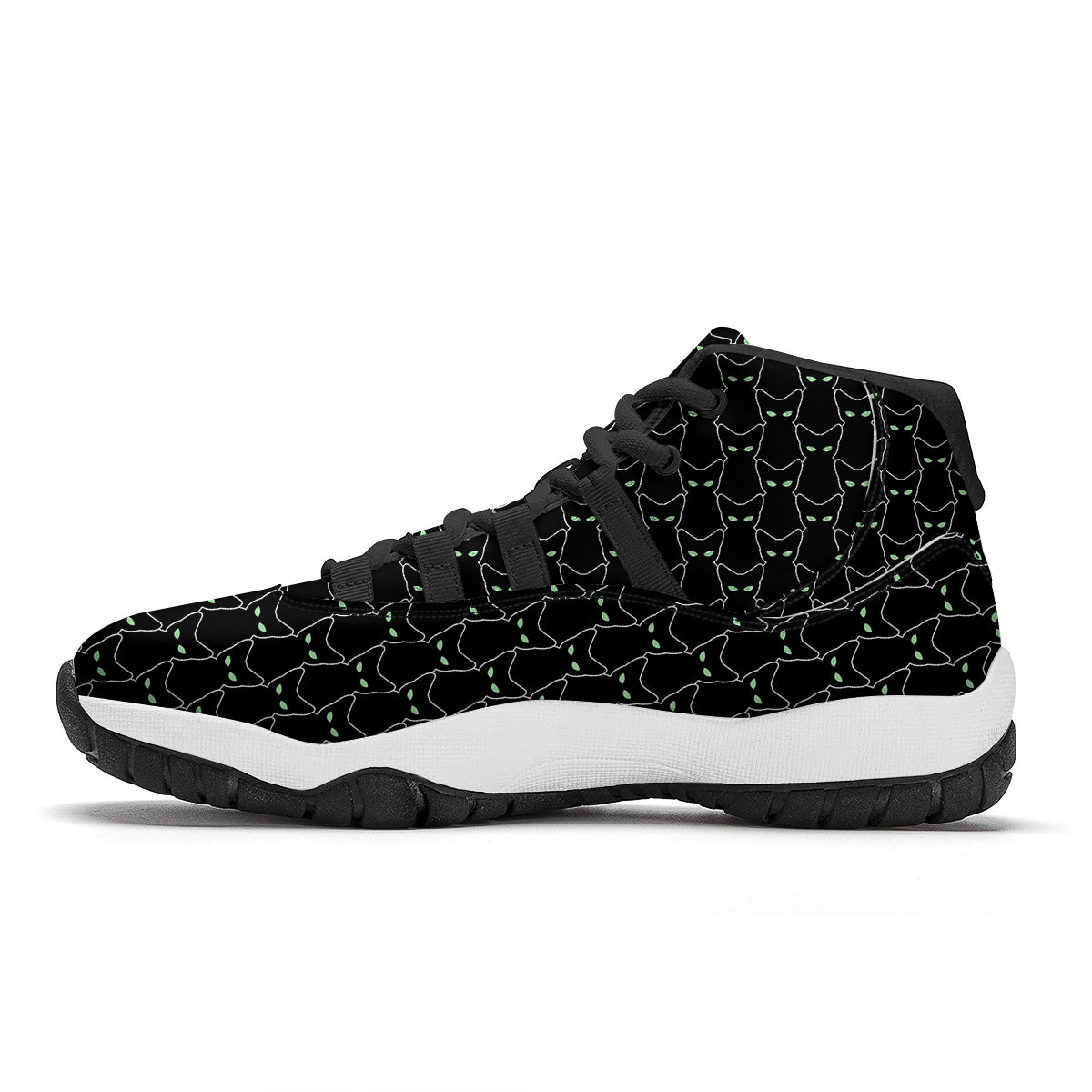 Black Cat Alien Print Pattern Black Bball Shoes-grizzshop