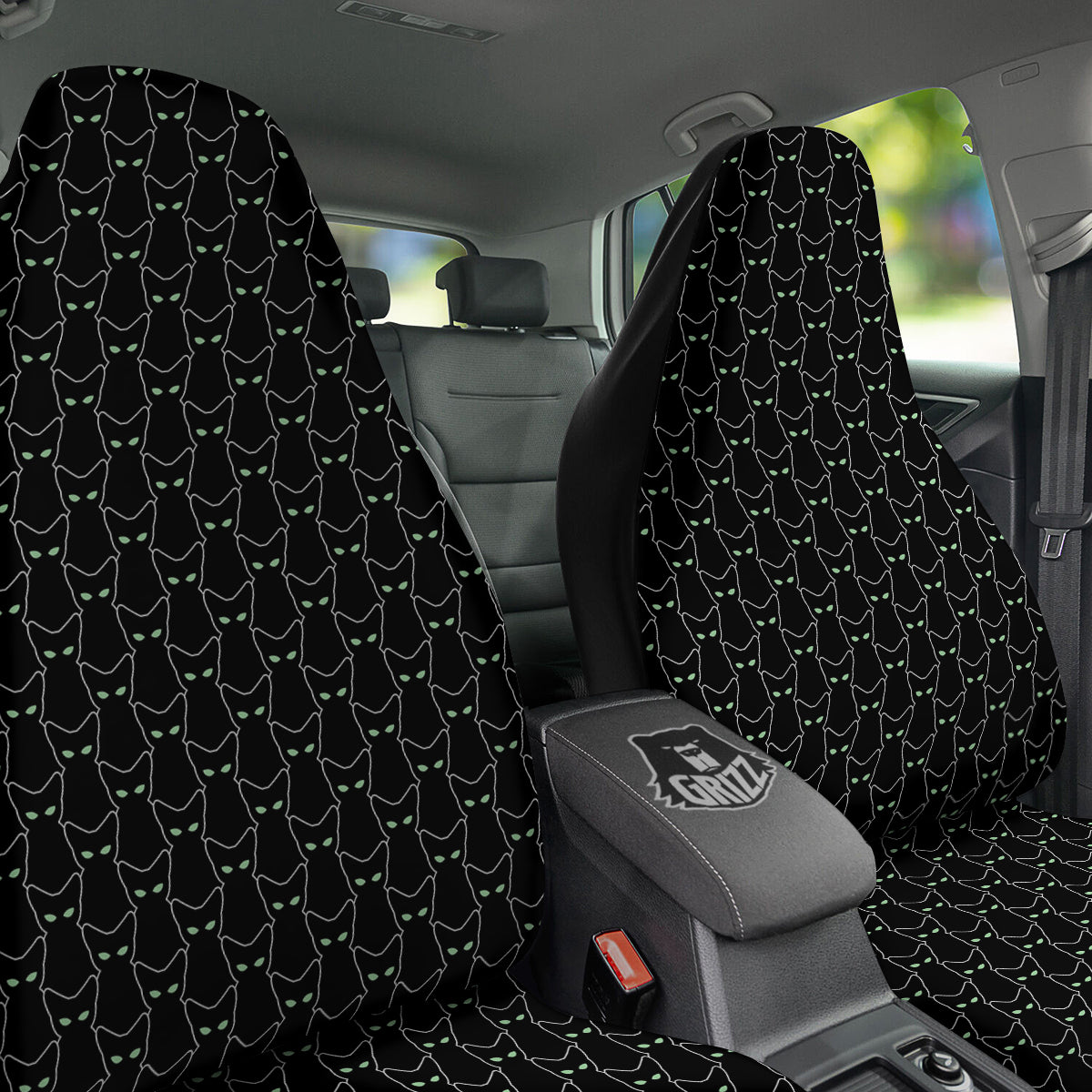 Black Cat Alien Print Pattern Car Seat Covers-grizzshop