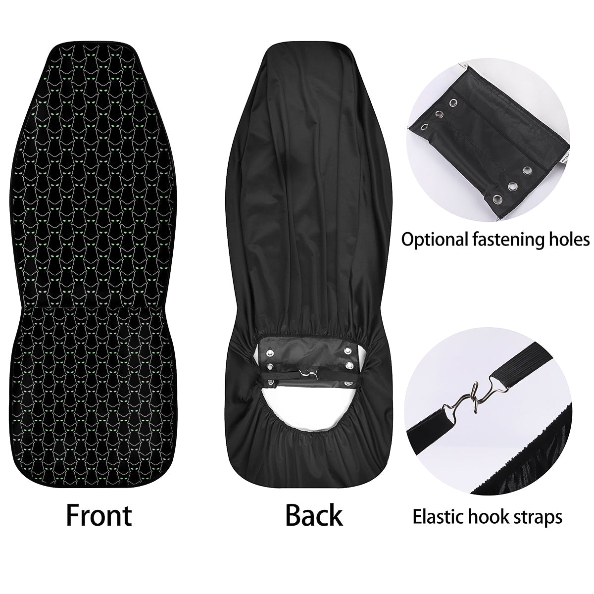 Black Cat Alien Print Pattern Car Seat Covers-grizzshop