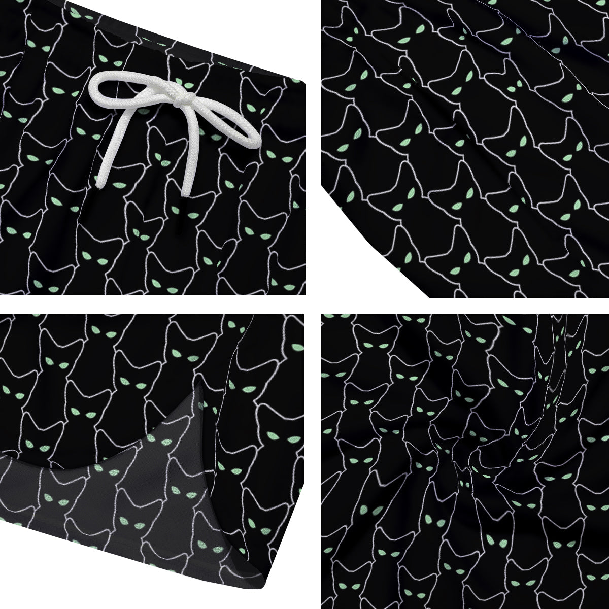 Black Cat Alien Print Pattern Men's Running Shorts-grizzshop