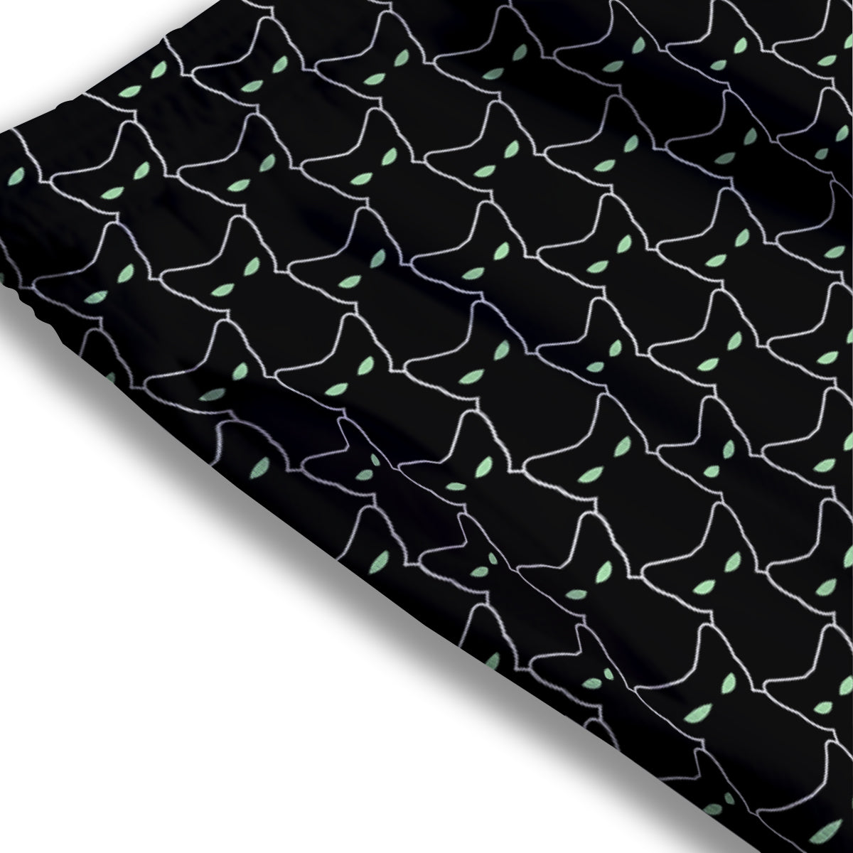Black Cat Alien Print Pattern Mesh Shorts-grizzshop