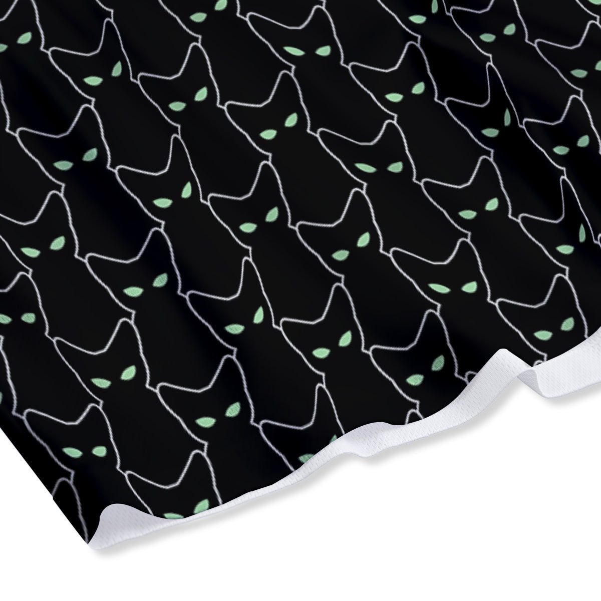 Black Cat Alien Print Pattern Mesh Shorts-grizzshop