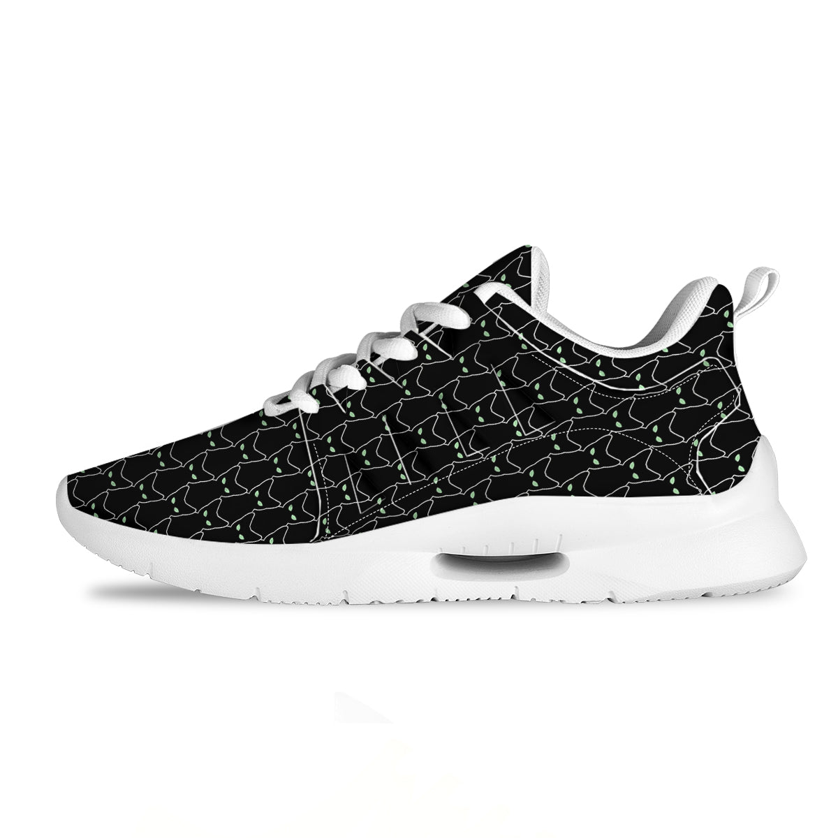 Black Cat Alien Print Pattern Tennis Shoes-grizzshop
