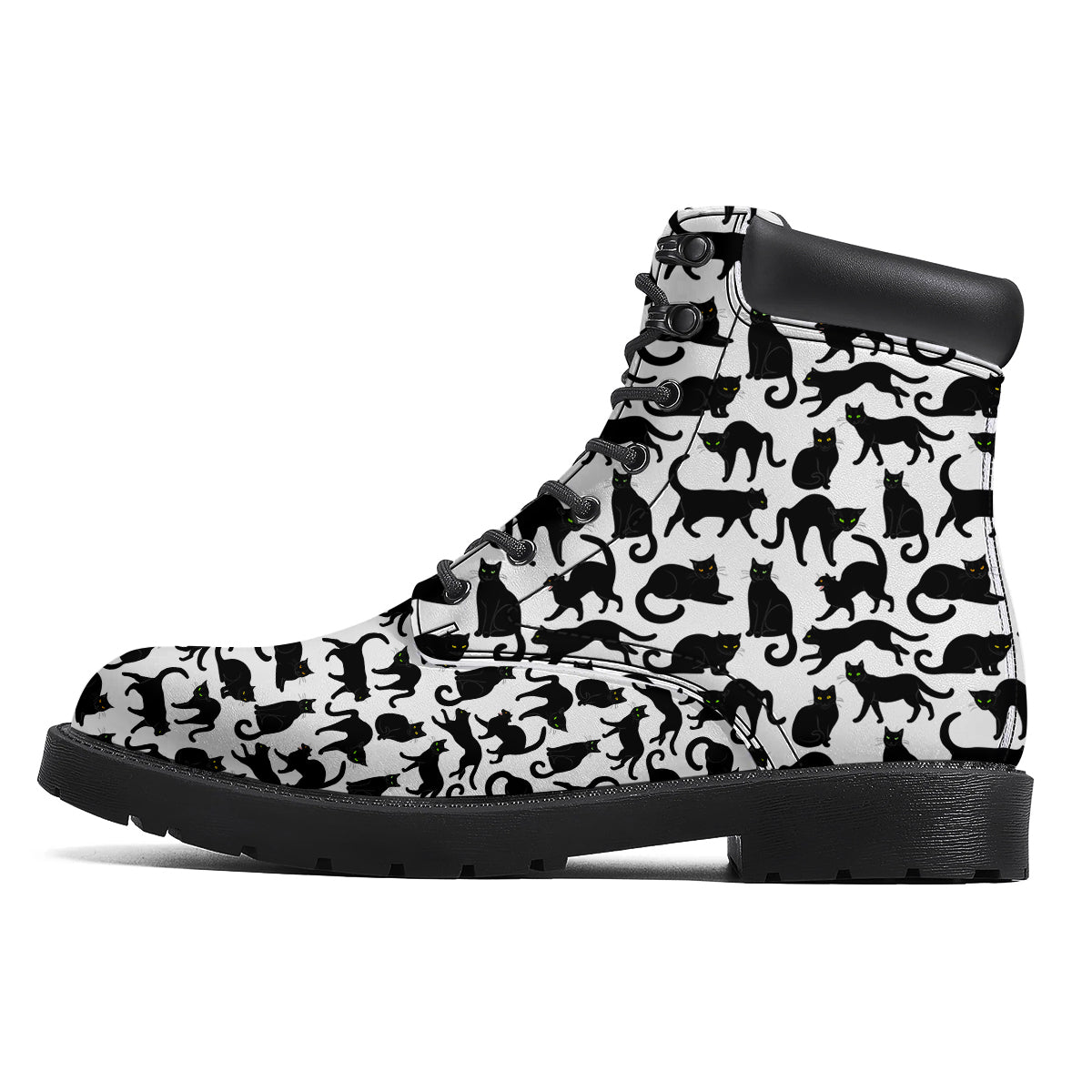 Black Cat And White Print Pattern Boots-grizzshop