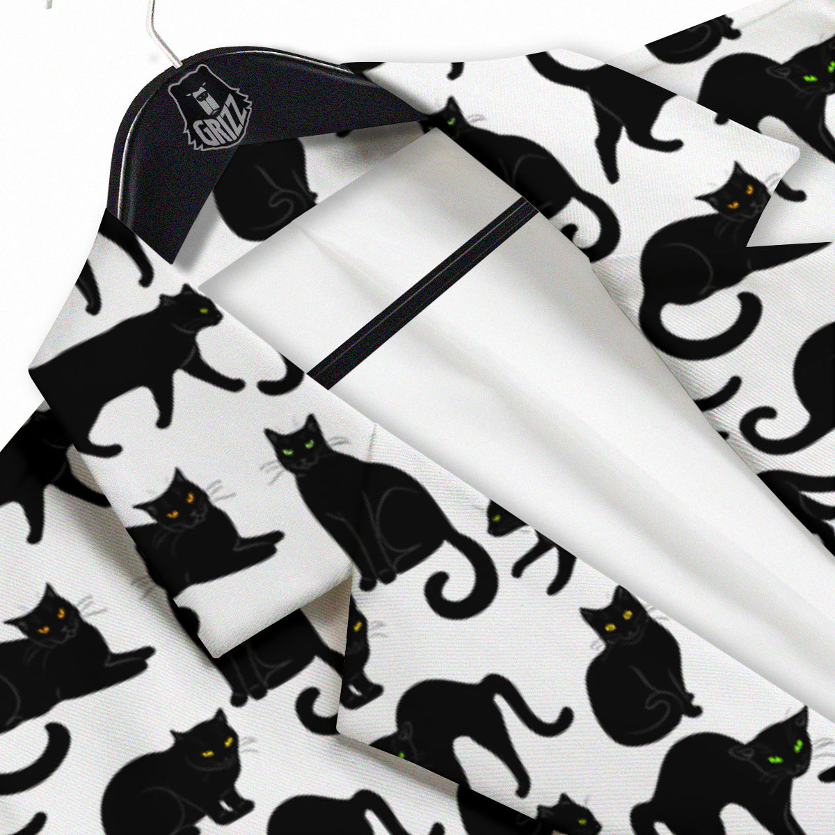 Black Cat And White Print Pattern Men's Sport Coat-grizzshop