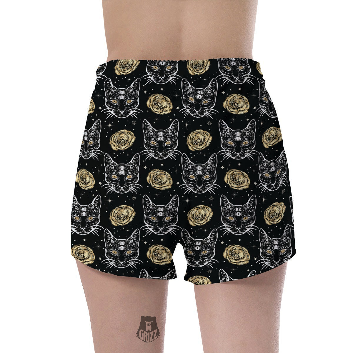 Black Cat Gothic Witch Women's Shorts-grizzshop