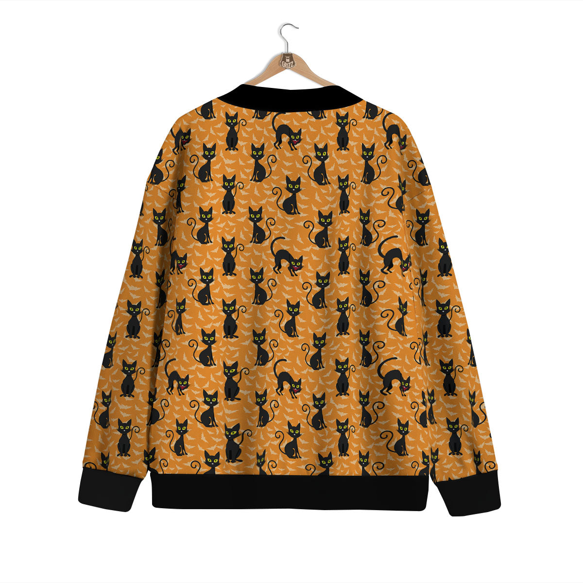 Black Cat Halloween Print Pattern Cardigan-grizzshop