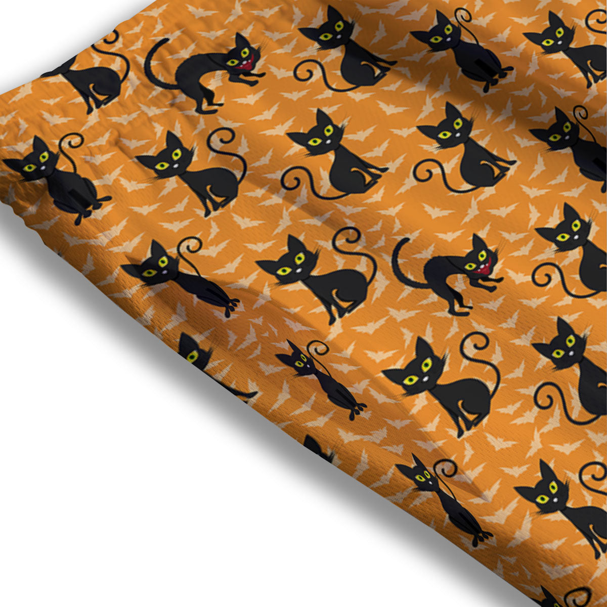 Black Cat Halloween Print Pattern Mesh Shorts