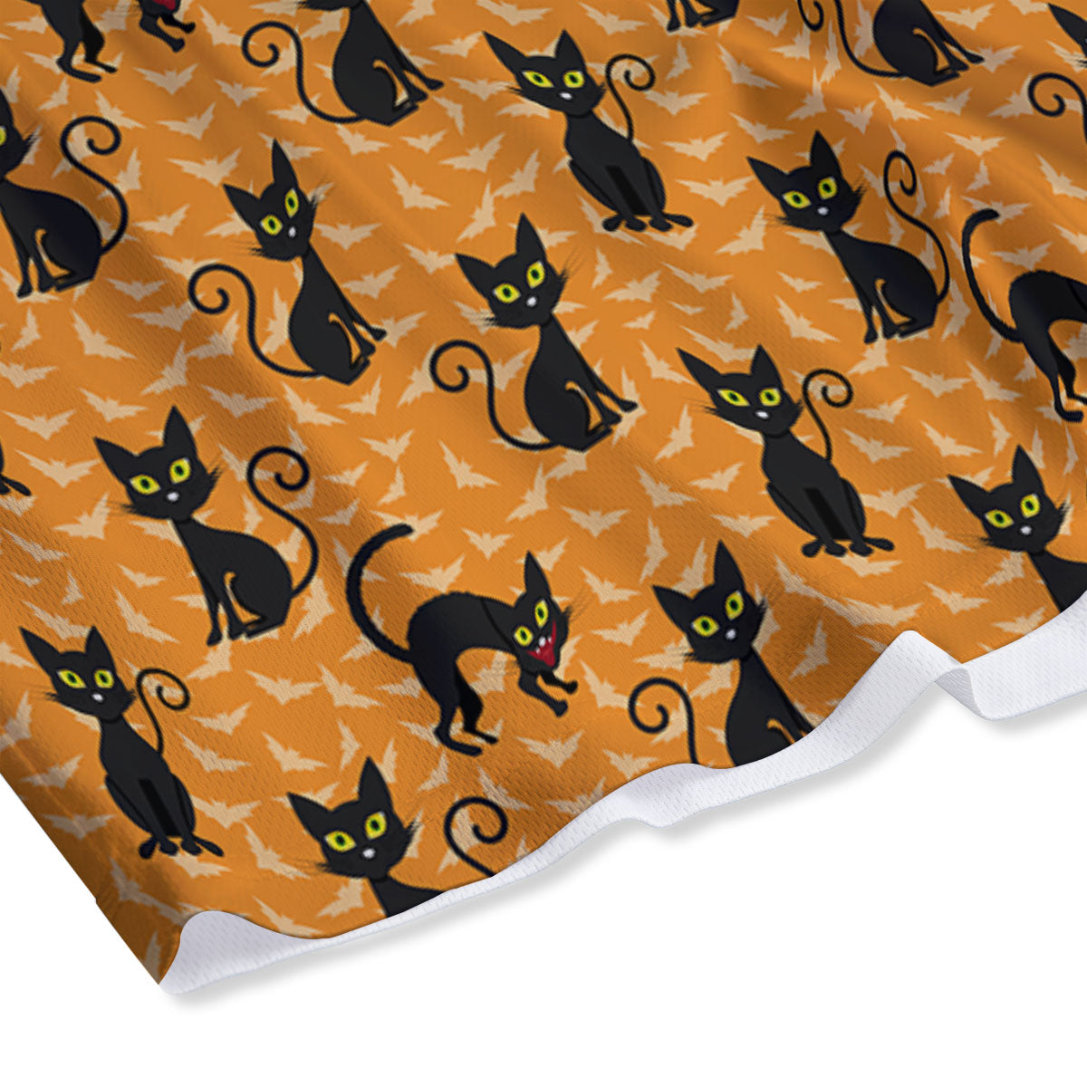 Black Cat Halloween Print Pattern Mesh Shorts