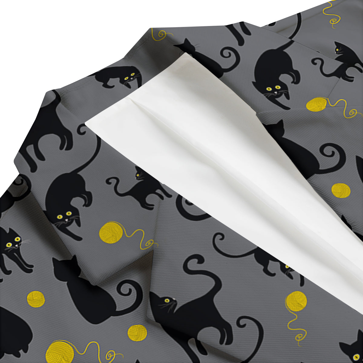 Black Cat Knit Pattern Print Men's Blazer-grizzshop