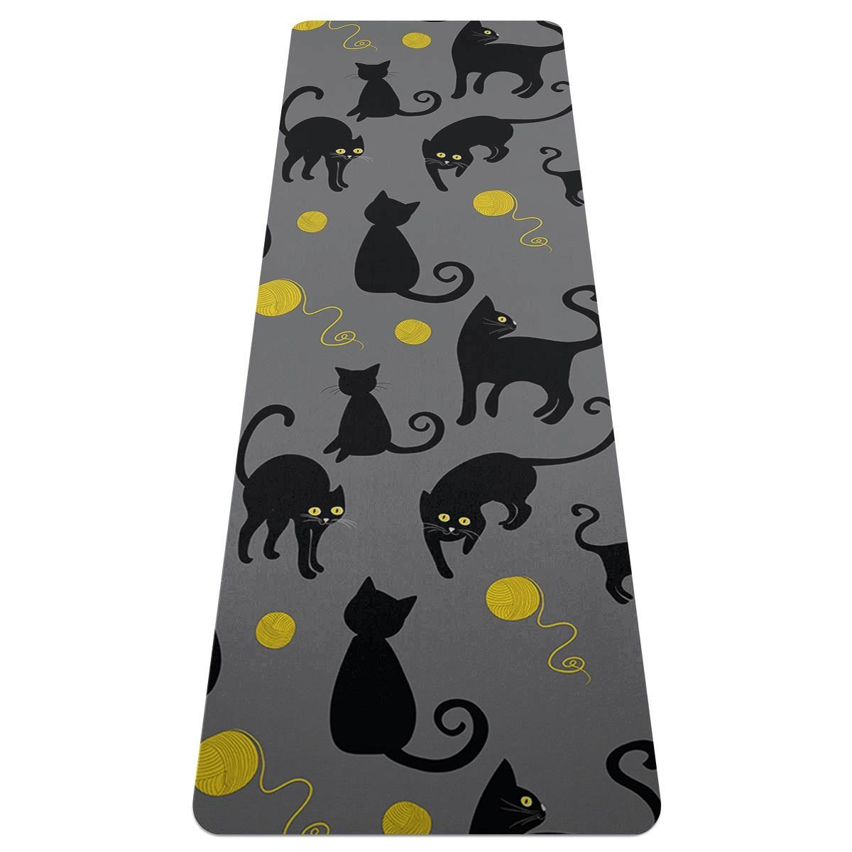 Black Cat Knit Print Thin Yoga Mat-grizzshop