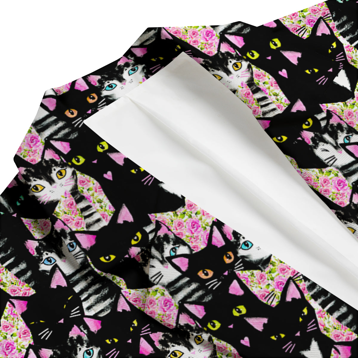 Black Cat Pattern Print Men's Blazer-grizzshop
