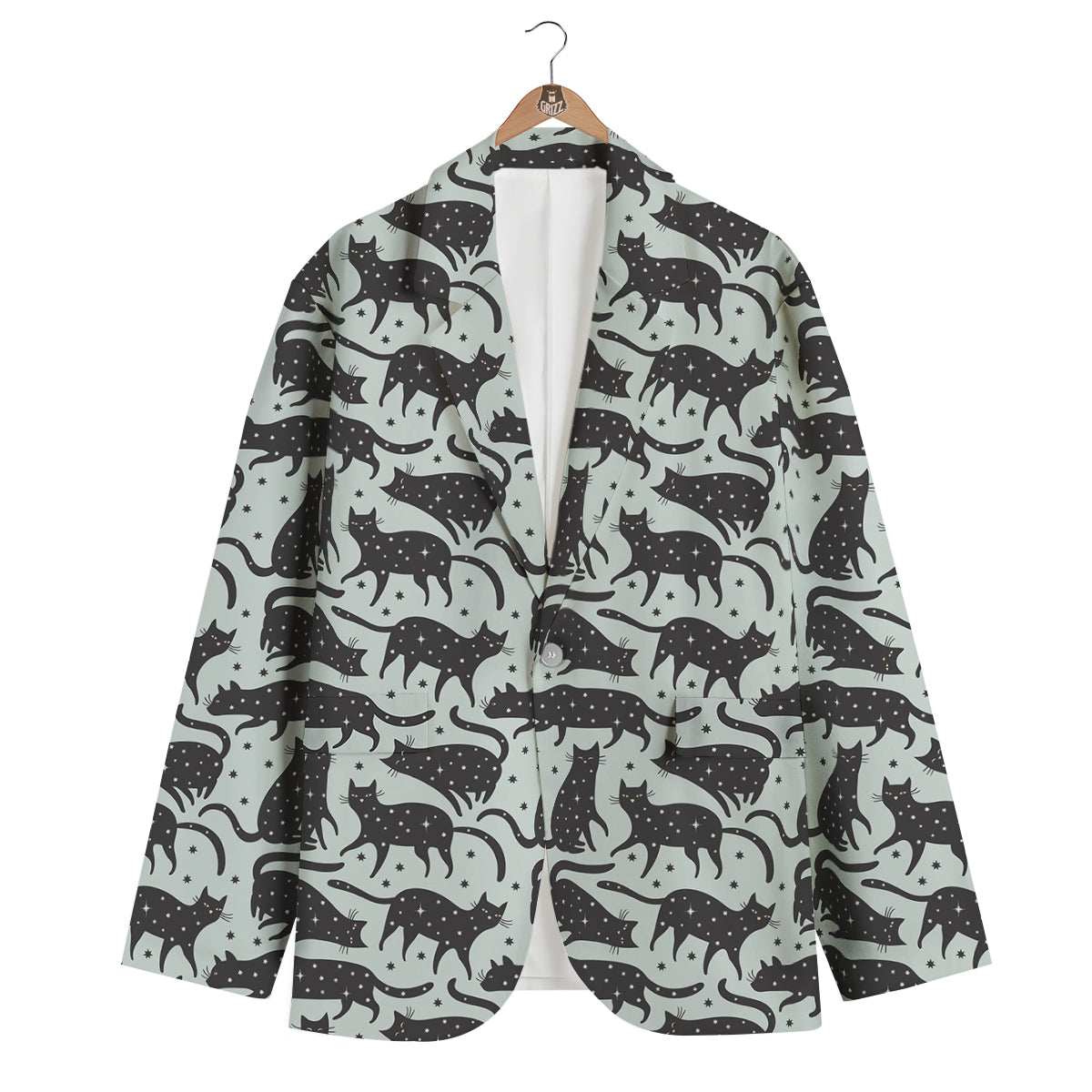 Black Cat Print Pattern Men's Blazer-grizzshop