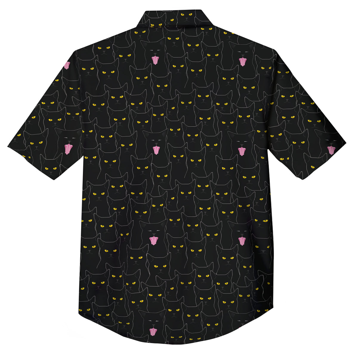Black Cats Eyes Yellow Print Pattern Button Up Shirt-grizzshop