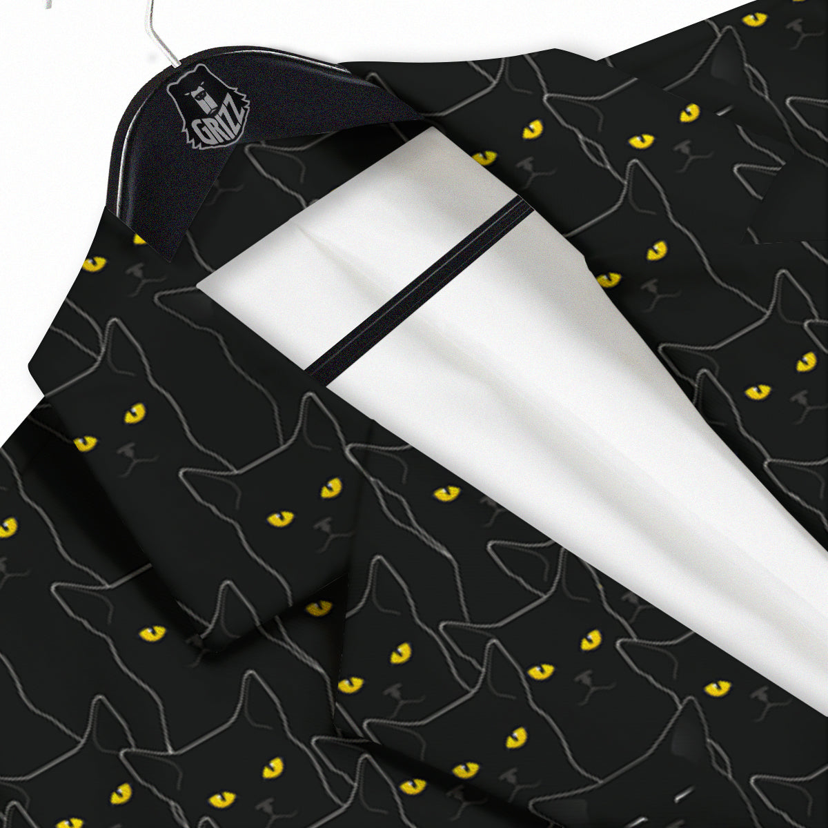 Black Cats Eyes Yellow Print Pattern Men's Sport Coat-grizzshop