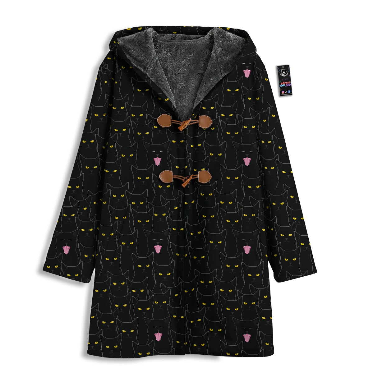 Black Cats Eyes Yellow Print Pattern Men's Windbreaker Jacket-grizzshop