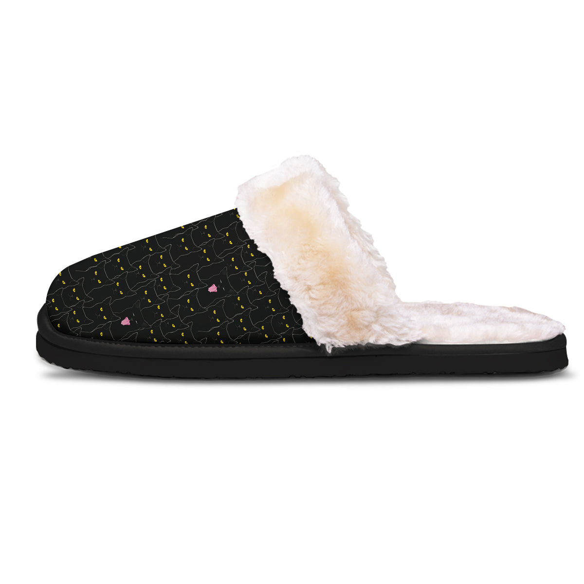Black Cats Eyes Yellow Print Pattern Slippers-grizzshop