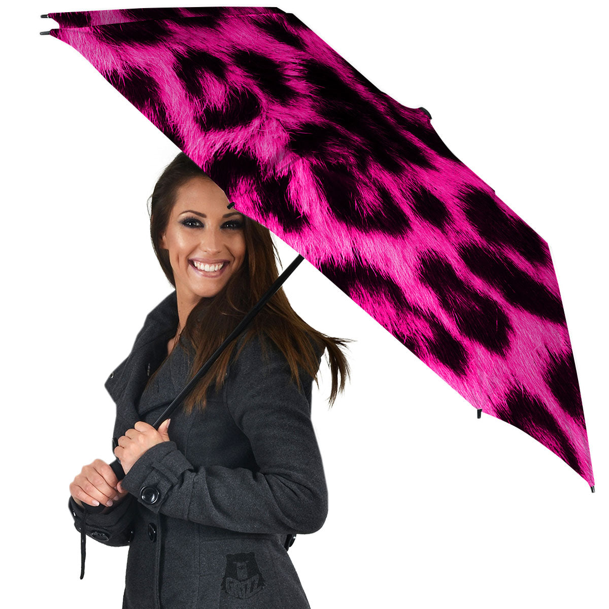 Black Cheetah And Hot Pink Print Umbrella-grizzshop