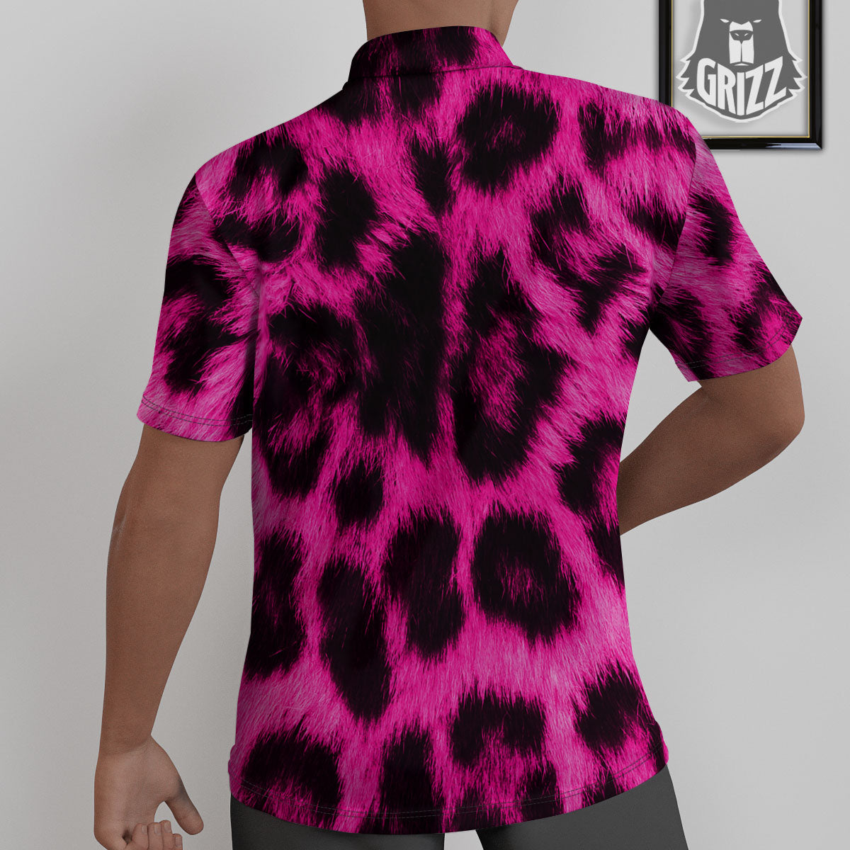 Black Cheetah And Hot Pink Print Untucked Shirts-grizzshop
