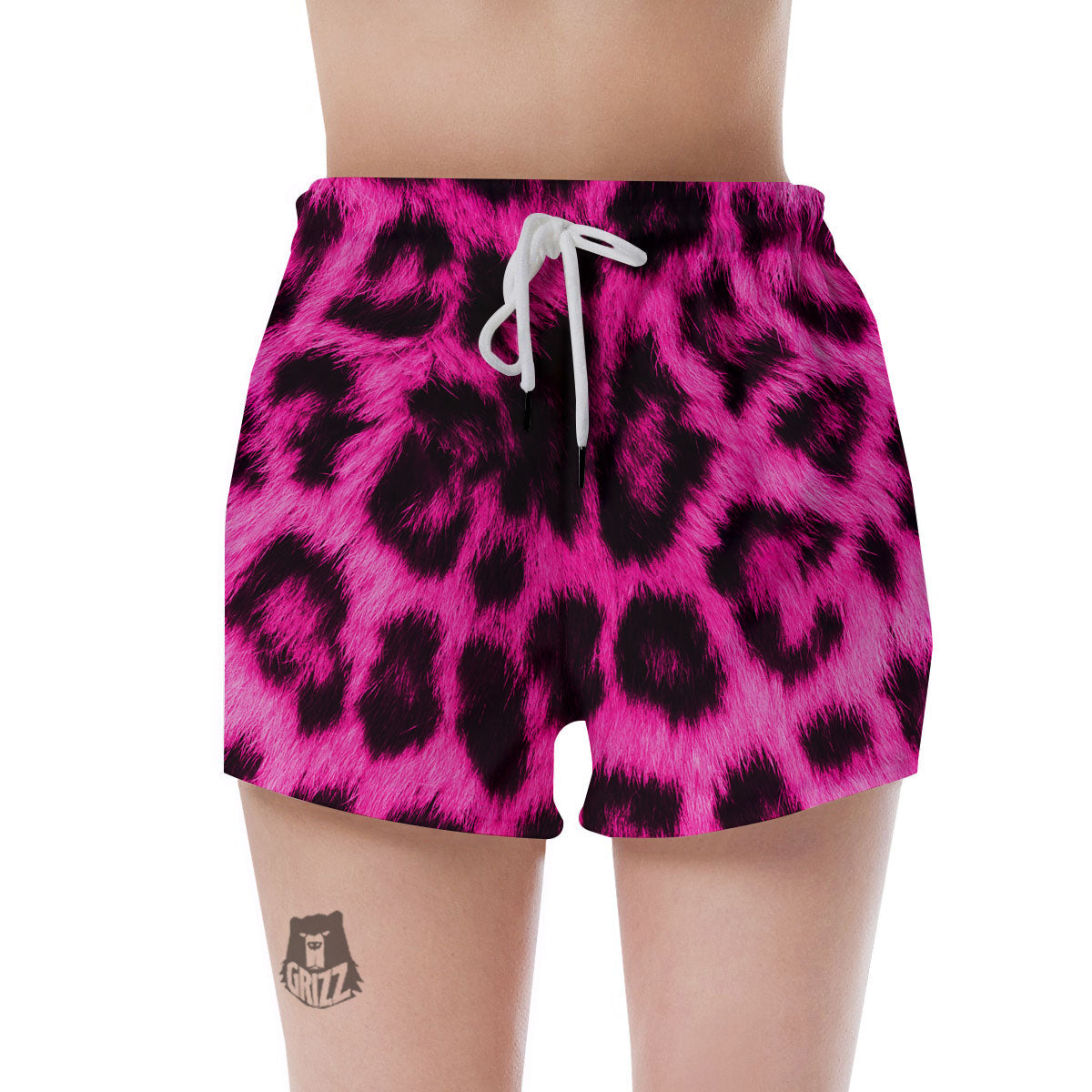 Black Cheetah And Hot Pink Print Women's Shorts-grizzshop