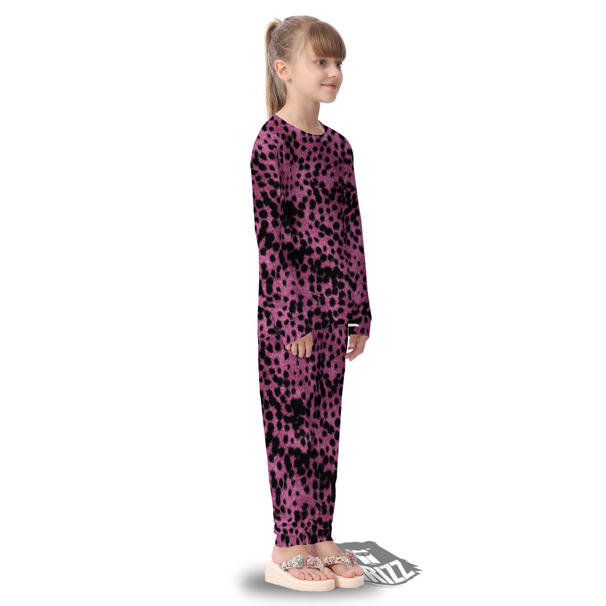Black Cheetah And Hot Purple Print Kid's Pajamas-grizzshop