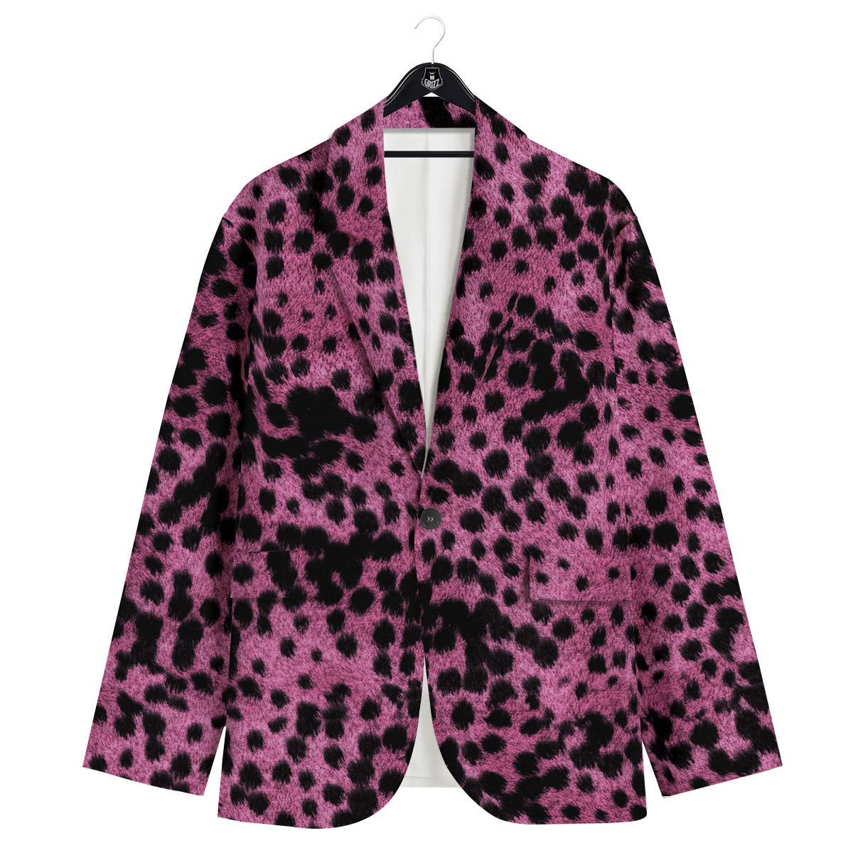 Black Cheetah And Hot Purple Print Men's Sport Coat-grizzshop