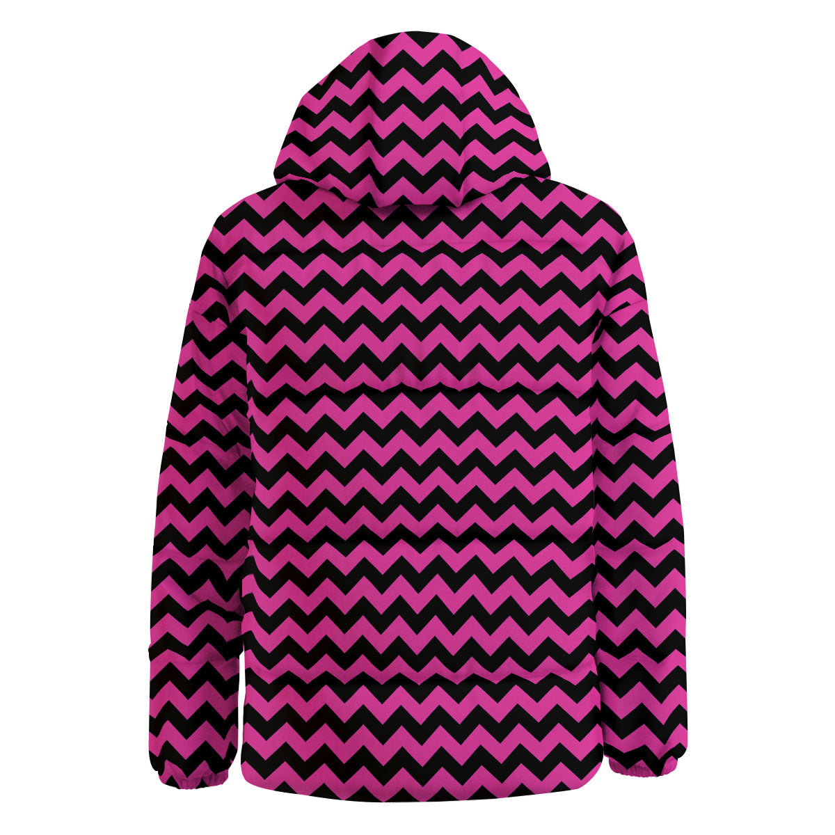 Black Chevron And Hot Pink Print Pattern Down Jacket-grizzshop