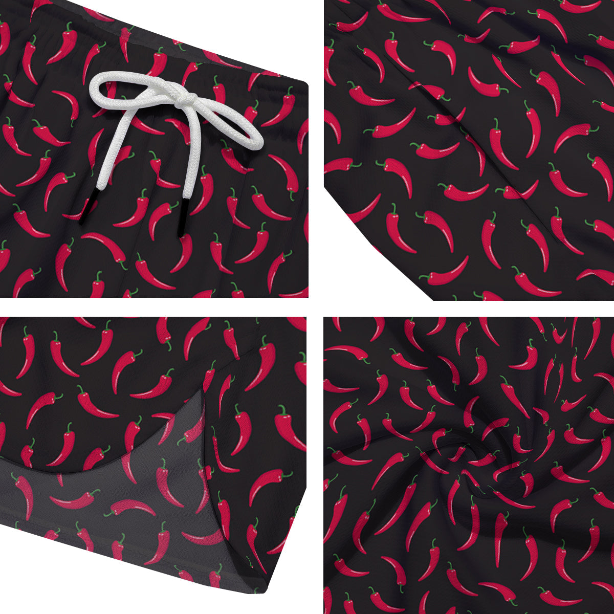 Black Chili Pepper Print Pattern Men's Running Shorts-grizzshop