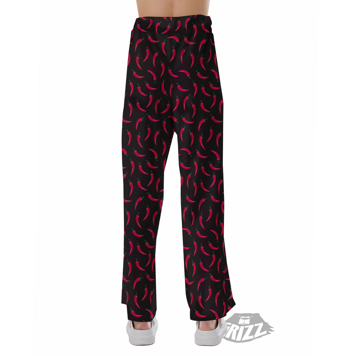 Black Chili Pepper Print Pattern Pajama Pants-grizzshop