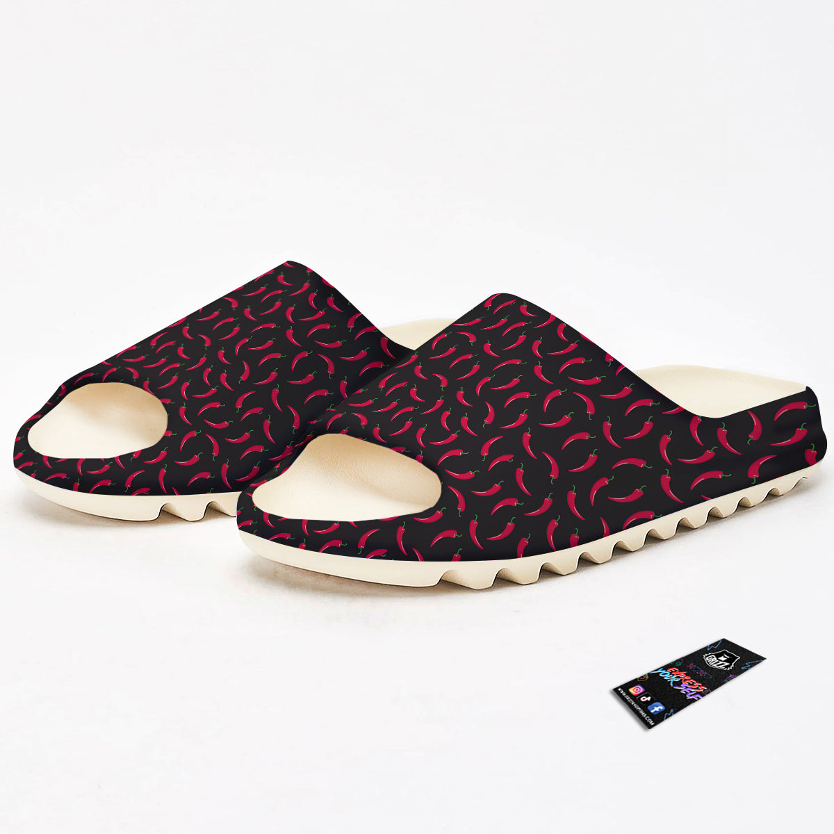 Black Chili Pepper Print Pattern Sandals-grizzshop