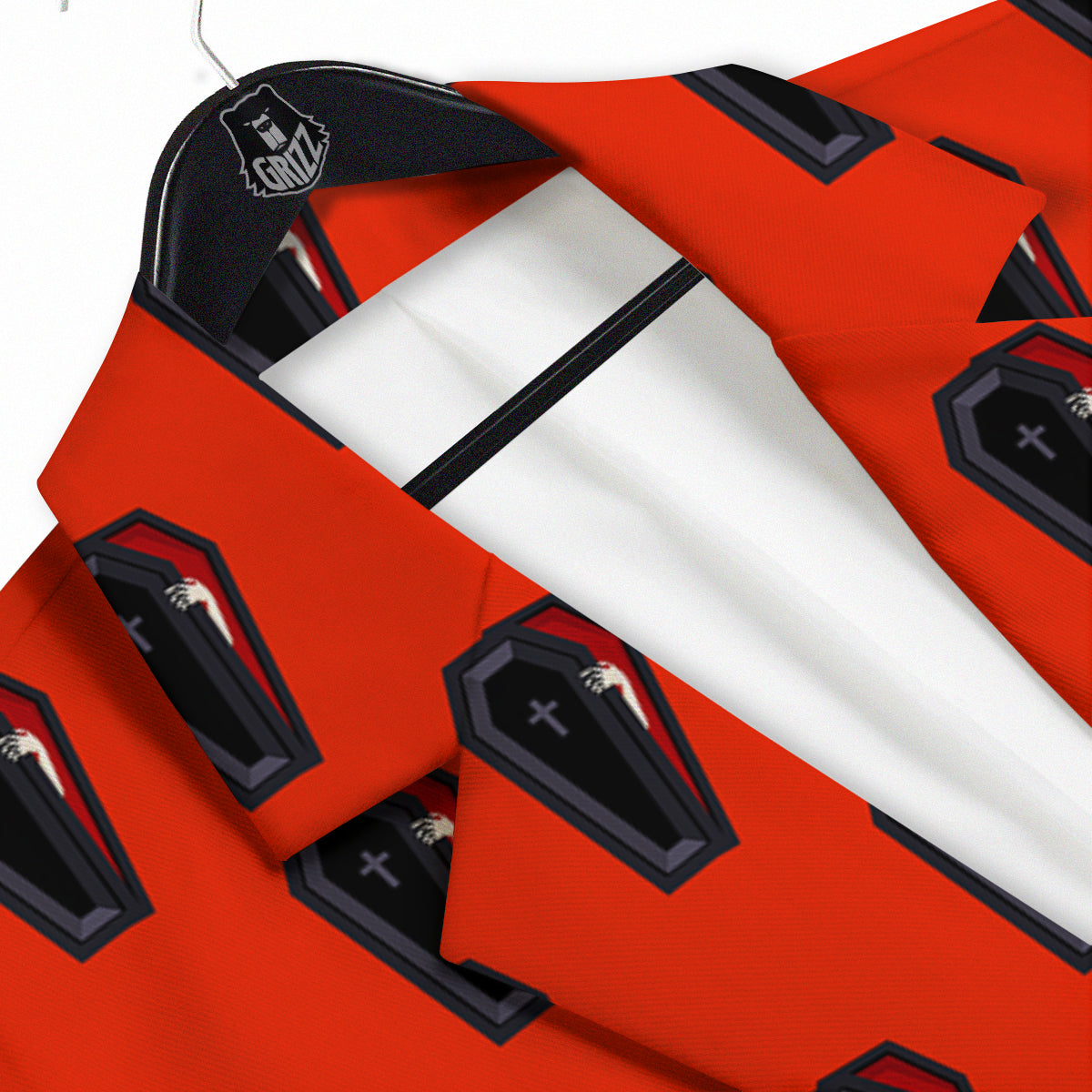 Black Coffin Red Print Pattern Men's Sport Coat-grizzshop