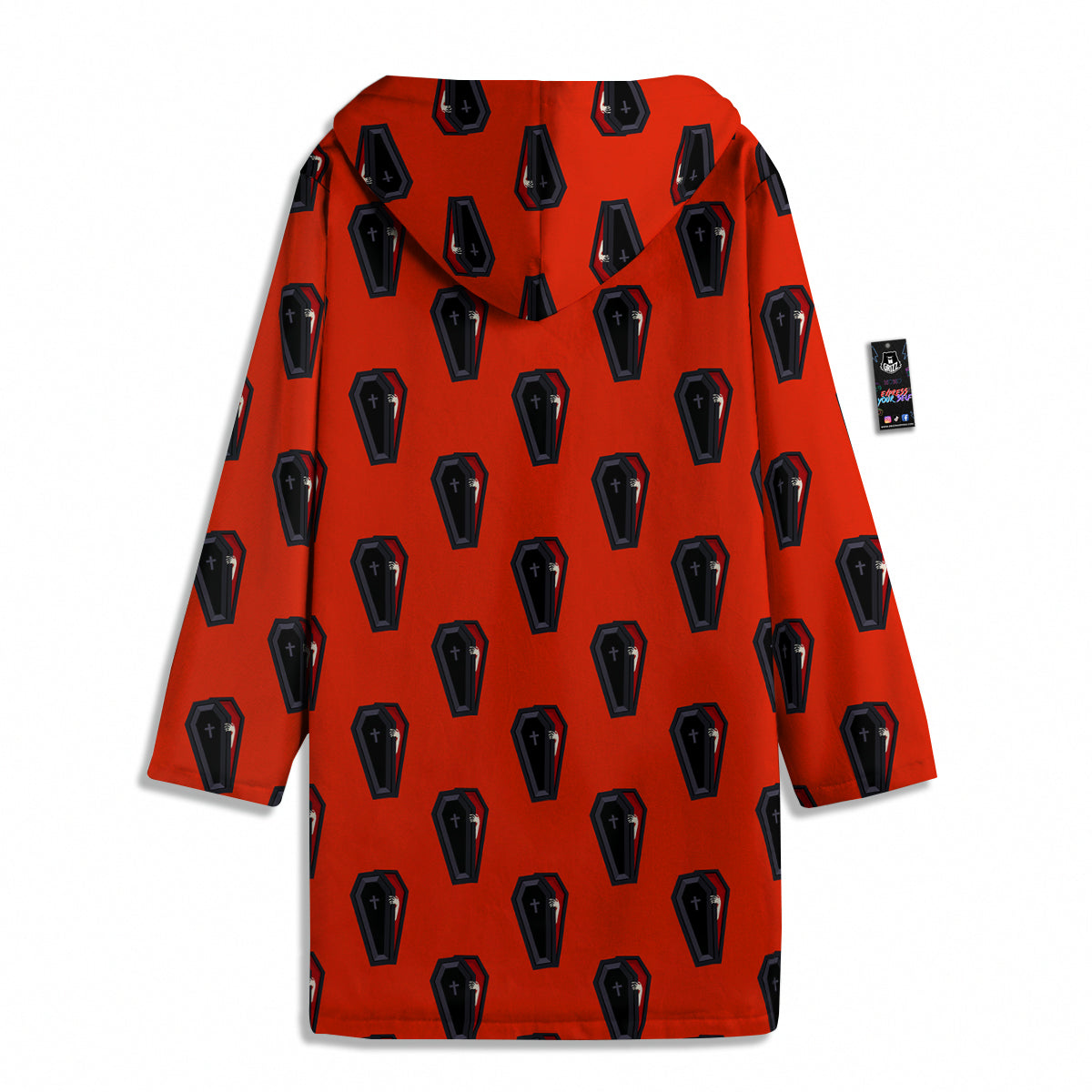 Black Coffin Red Print Pattern Men's Windbreaker Jacket-grizzshop
