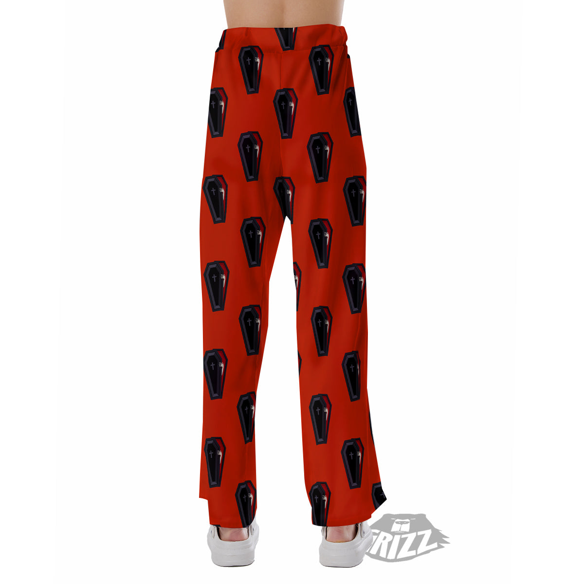 Black Coffin Red Print Pattern Pajama Pants-grizzshop