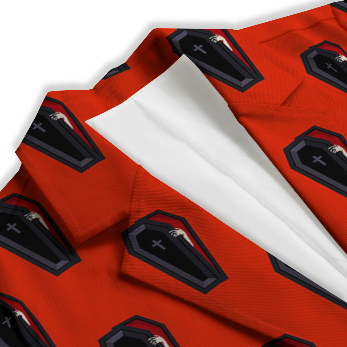 Black Coffin Red Print Pattern Women's Blazer-grizzshop