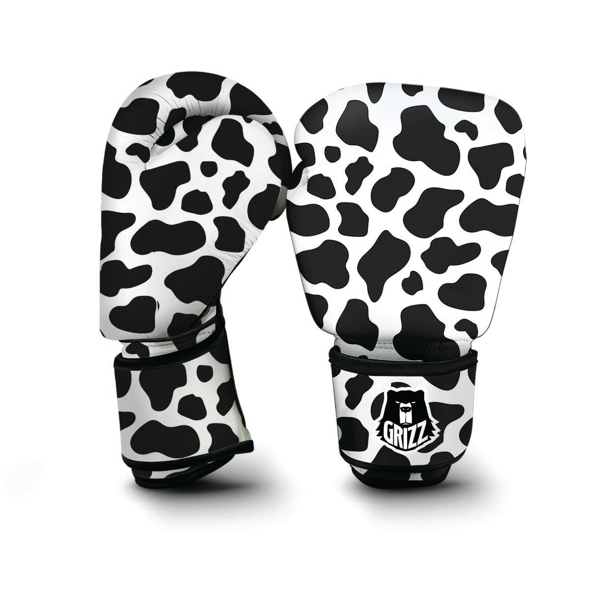 Black Cow Pattern Print' Boxing Gloves-grizzshop
