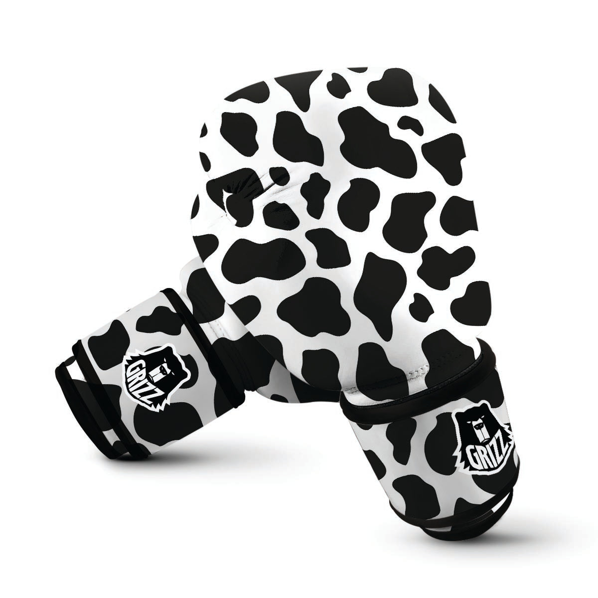 Black Cow Pattern Print' Boxing Gloves-grizzshop