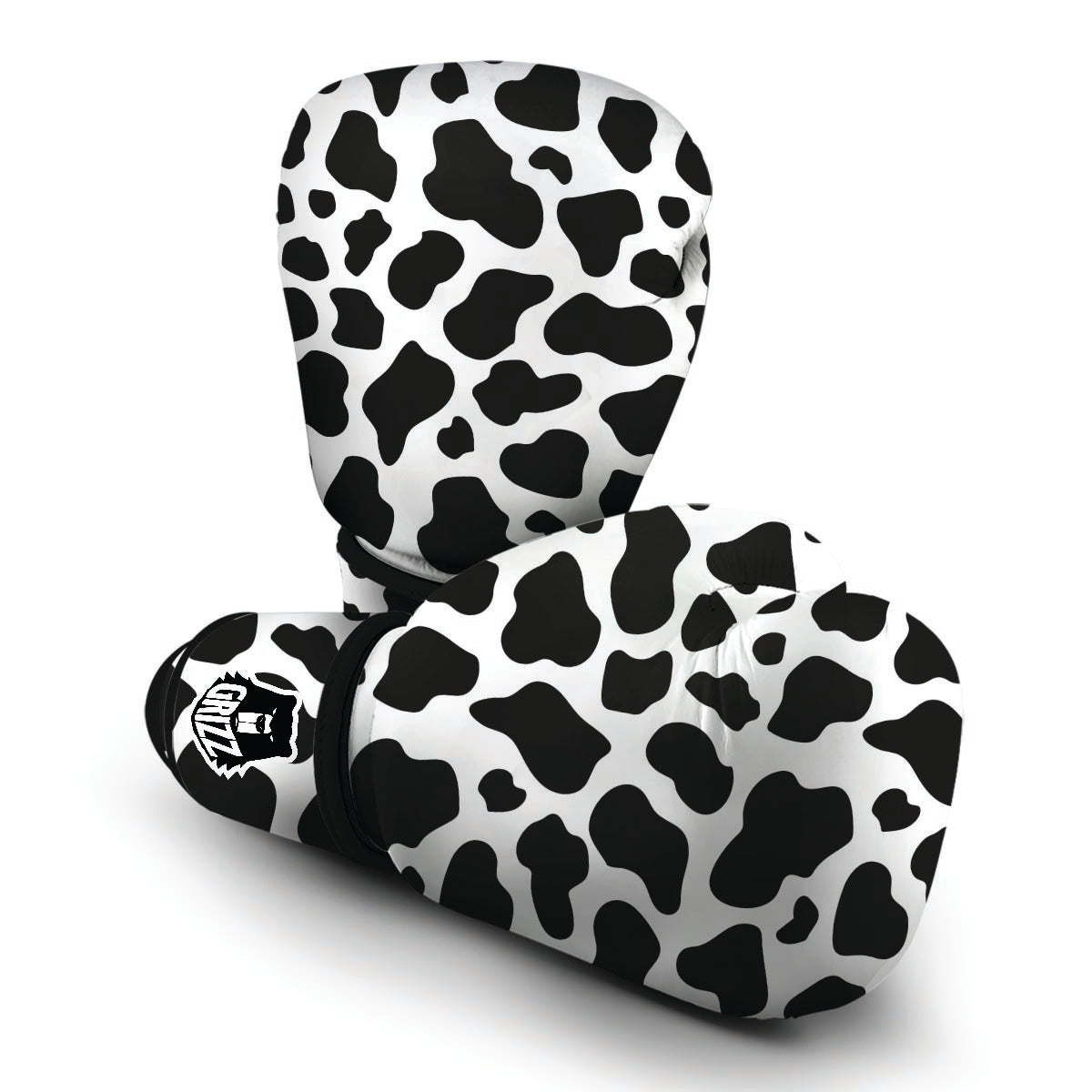 Black Cow Pattern Print' Boxing Gloves-grizzshop