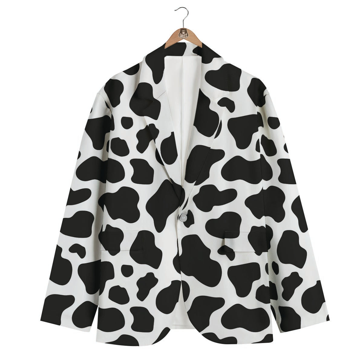 Black Cow Pattern Print' Men's Blazer-grizzshop