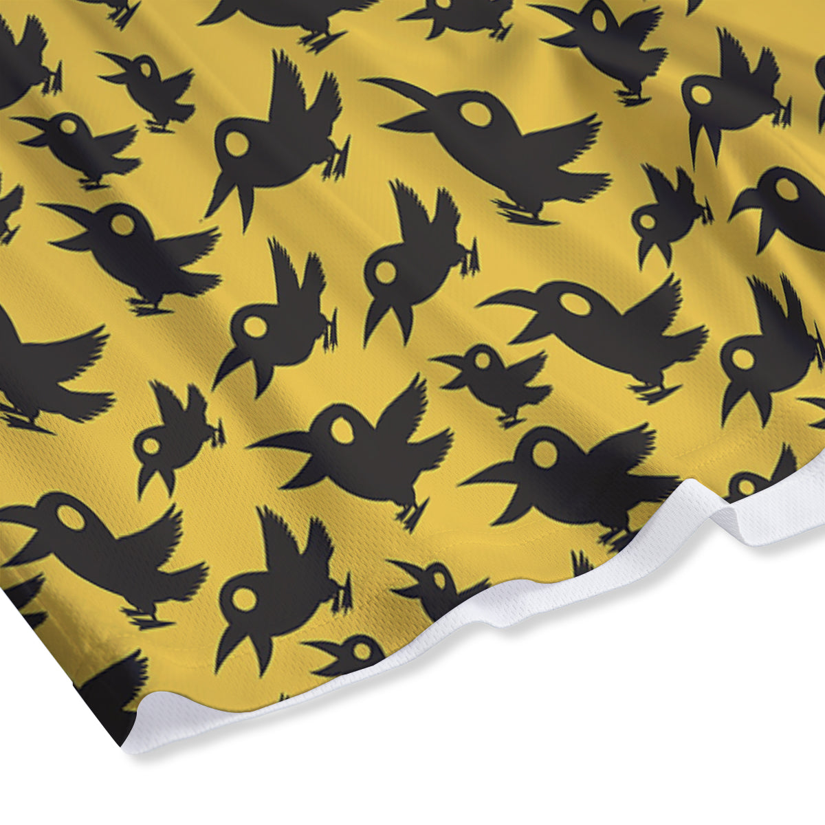 Black Crow Yellow Print Pattern Mesh Shorts-grizzshop