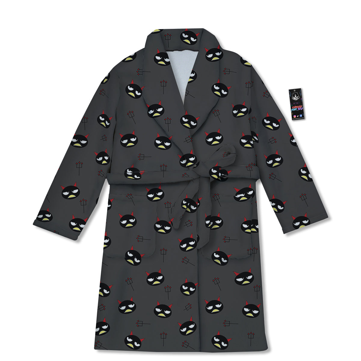 Black Demon Cartoon Print Pattern Bathrobe-grizzshop