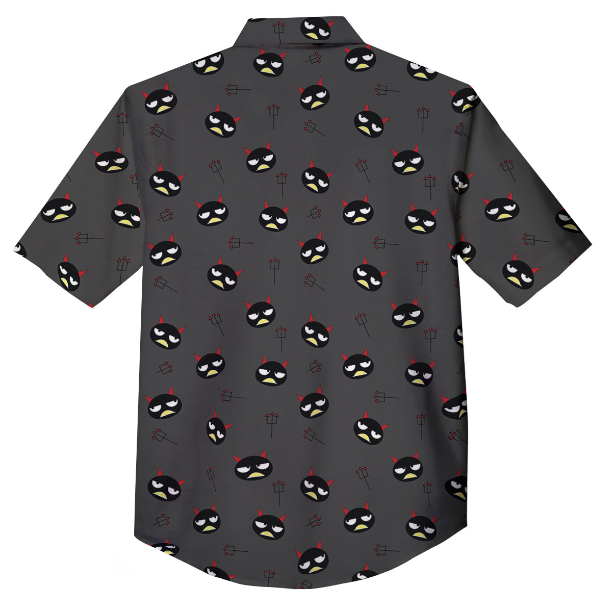 Black Demon Cartoon Print Pattern Button Up Shirt-grizzshop