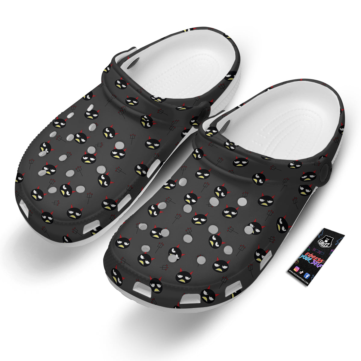 Black Demon Cartoon Print Pattern Clog-grizzshop