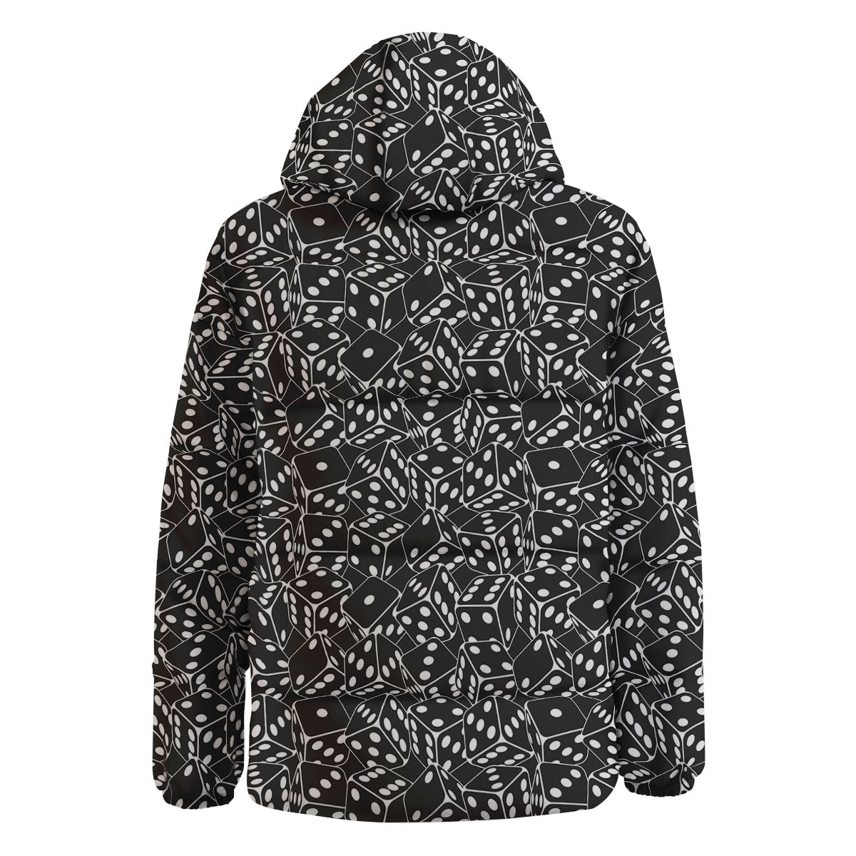 Black Dice Casino Print Pattern Down Jacket-grizzshop