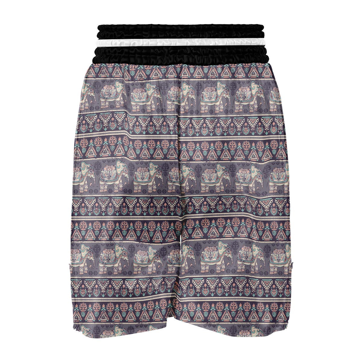 Black Elephant Aztec Pattern Prints Boxing Shorts-grizzshop