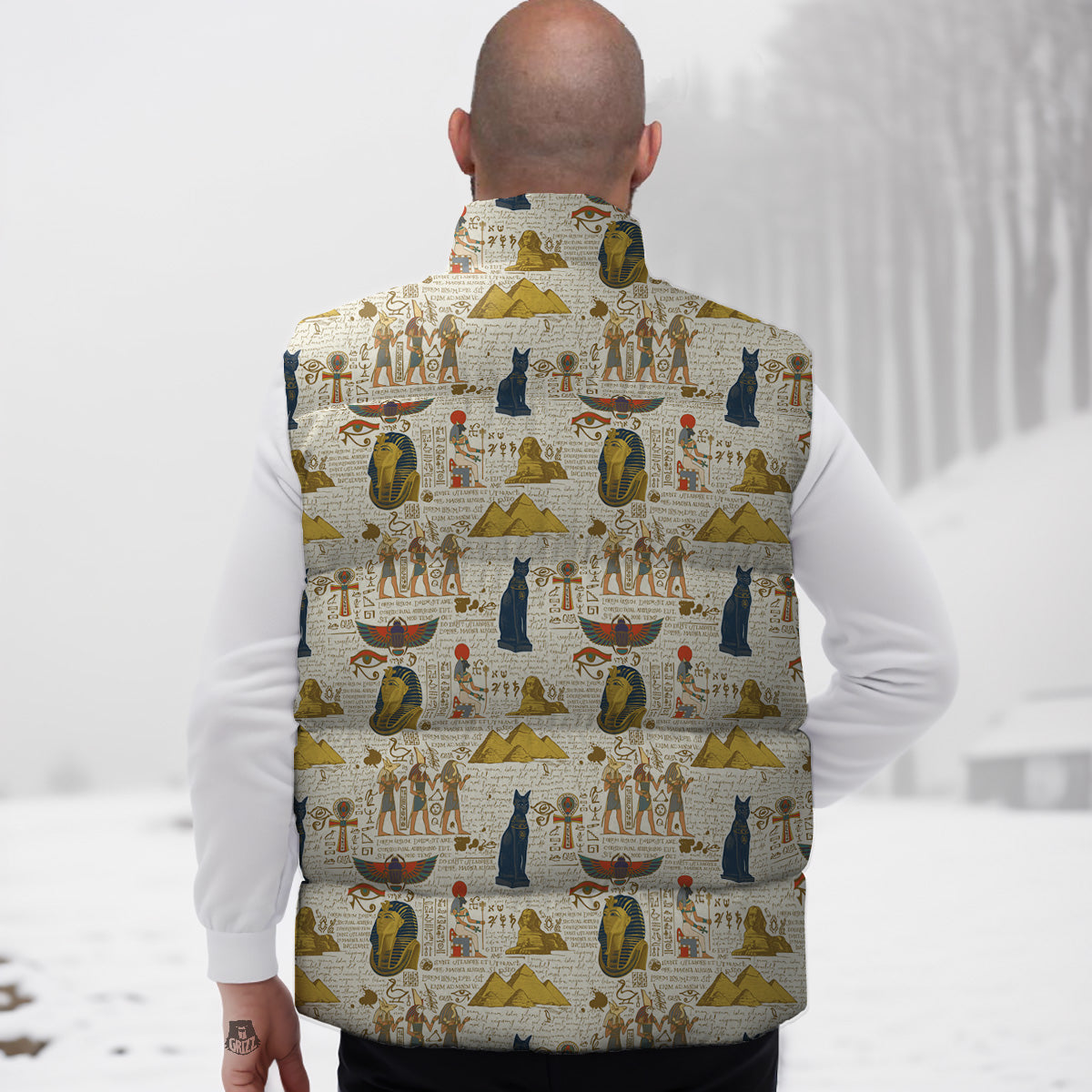 Black Elephant Aztec Pattern Prints Down Vest-grizzshop