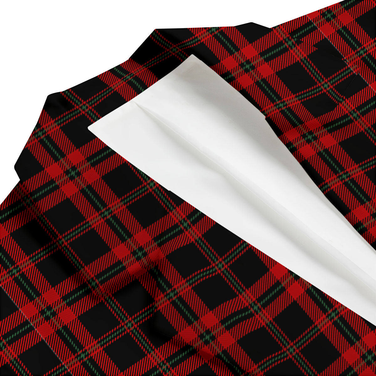 Black Green And Red Tartan Print Pattern Men's Blazer-grizzshop