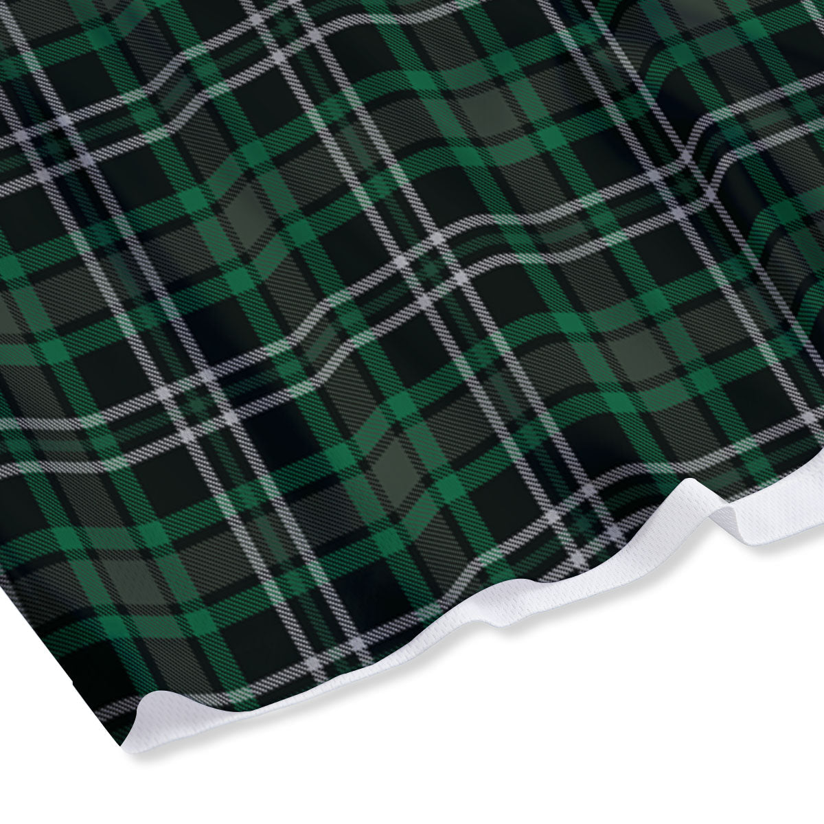 Black Green And White Tartan Print Mesh Shorts