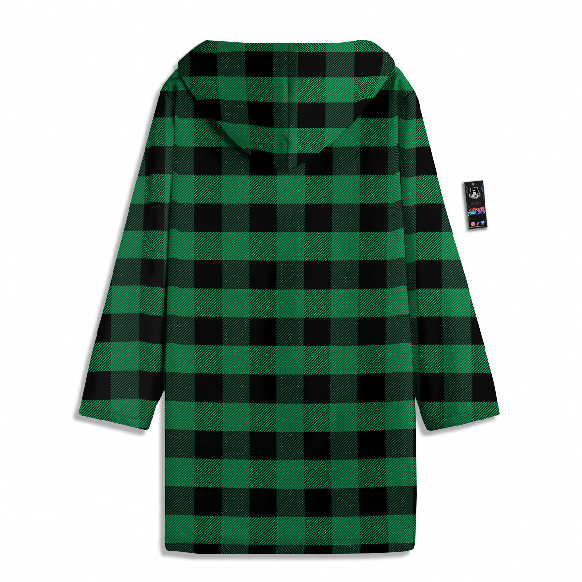 Black Green Buffalo Check And UFO Print Pattern Men's Windbreaker Jacket-grizzshop