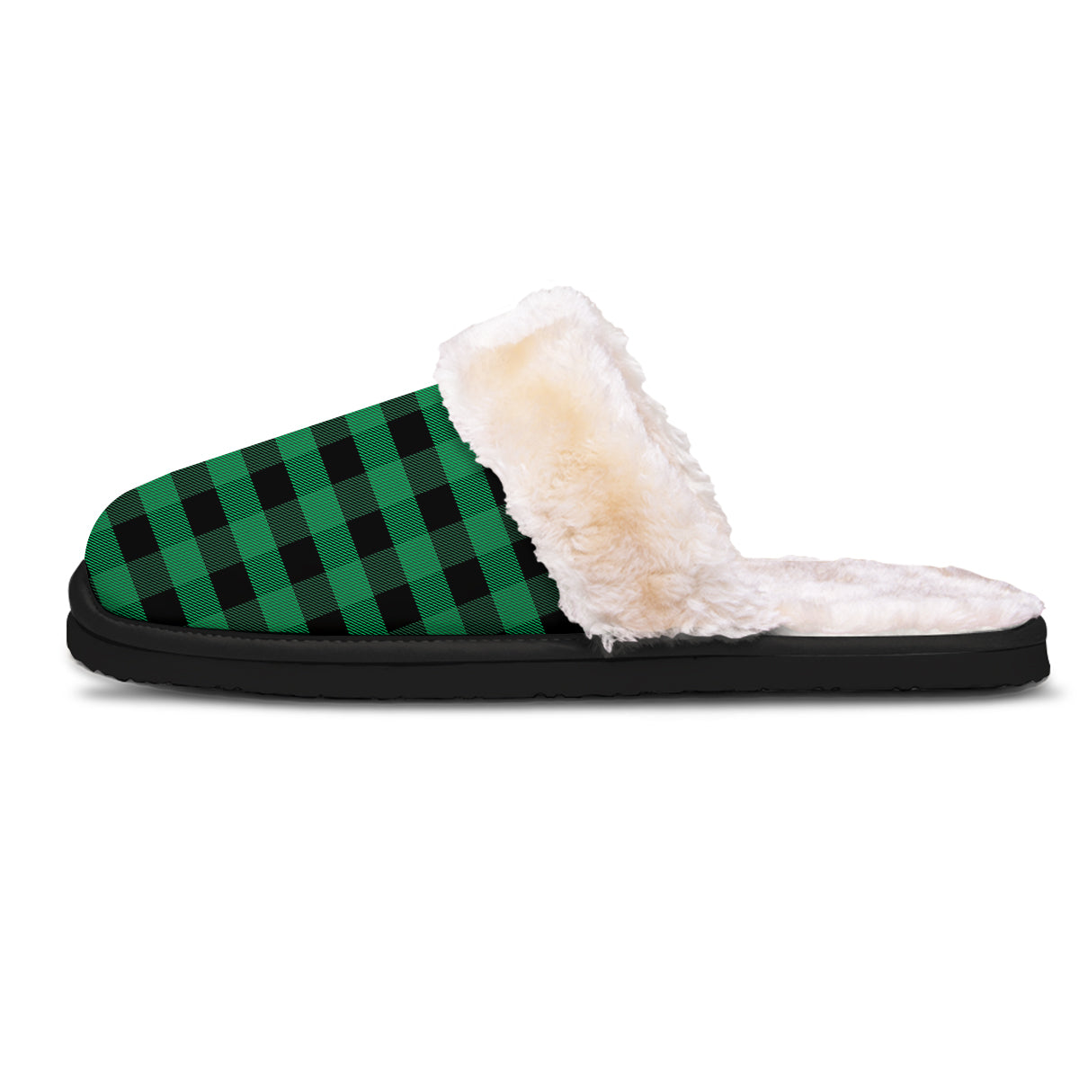 Black Green Buffalo Check And UFO Print Pattern Slippers-grizzshop